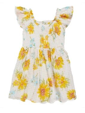 Old Navy, Toddler Girls' Yellow Floral Smocked Sundress, 3T